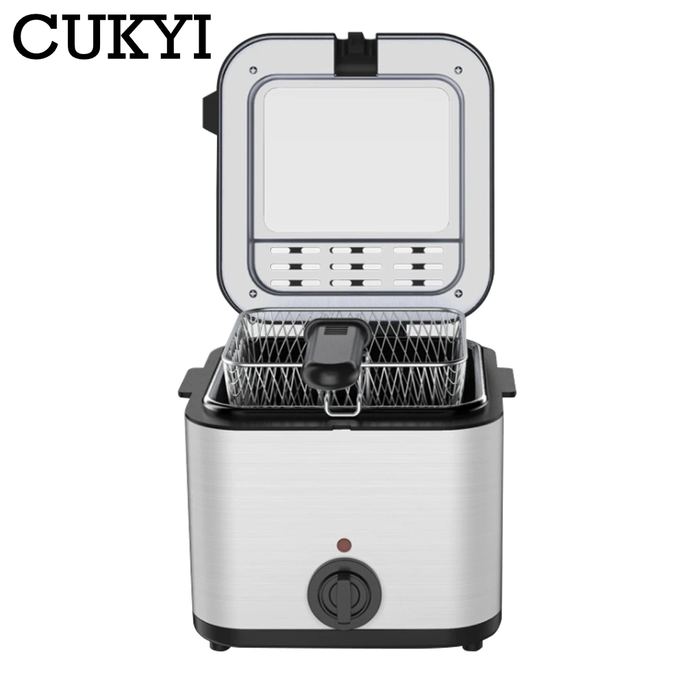 مقلاية كهربائية منزلية/تجارية من CUKYI ماكينة القلي 2.5L مع صانع البطاطس المقلية أداة شواء الدجاج المقلي 110/220 فولت