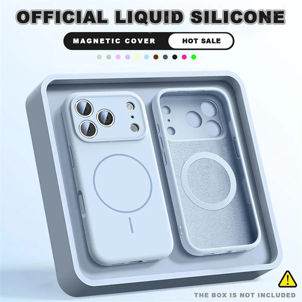 Für MagSafe Flüssigsilikon-Handyhüllen für iPhone 17 16 15 14 13 12 Pro Max 16 Plus Air Case Magnetische kabellose Ladehülle – Detail 10