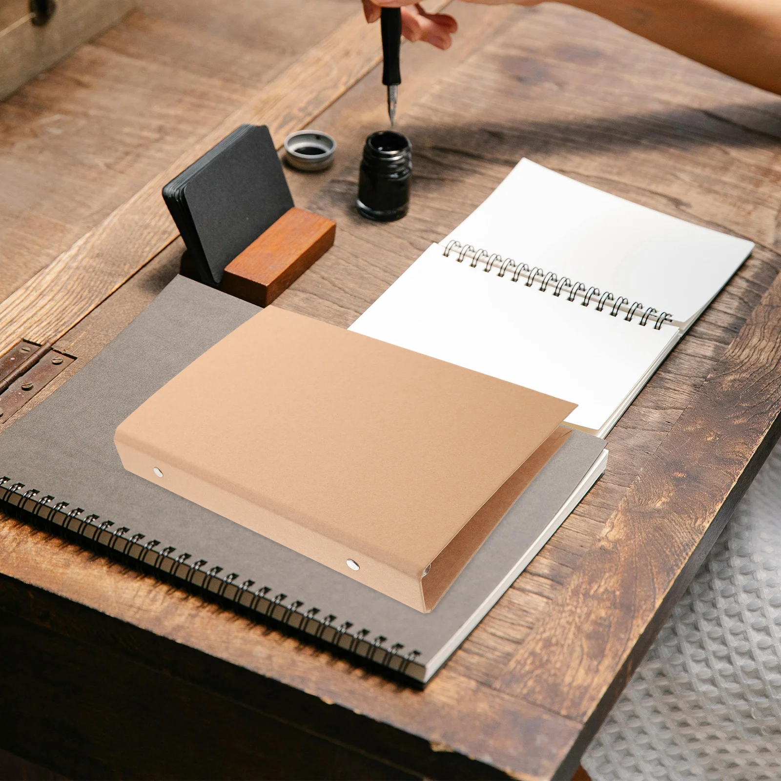 A5 Kraft Paper Binder Cover Notebook Shell Exquisite Craftsmanship Reusable Protective Folder for Document Storage Gift Idea