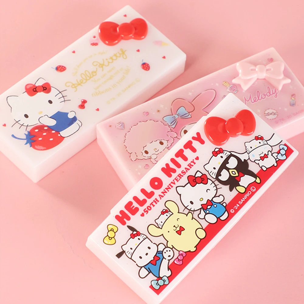 Sanrio Hello Kitty My Melody Y2K caja de almacenamiento Kawaii lindo dibujo animado estudiante horquilla de escritorio cajas organizadoras juguetes regalos para niñas