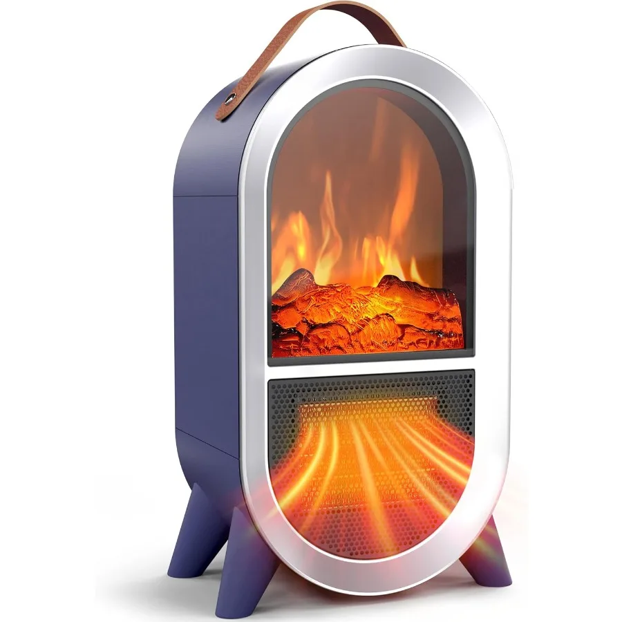 

Portable Electric Fireplace Heater 1500W/750W Mini Space Heater for Indoor Use with 3D Flame Effect Digital Thermostat Control