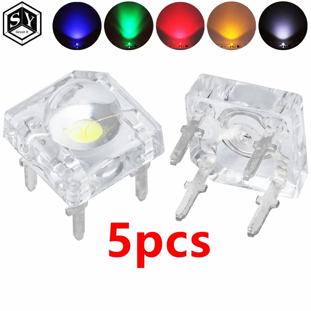 5 peças 5mm f5 piranha led branco vermelho verde âmbar claro 5mm diodo led emissor de luz 4 pinos piranha led diodos brilho