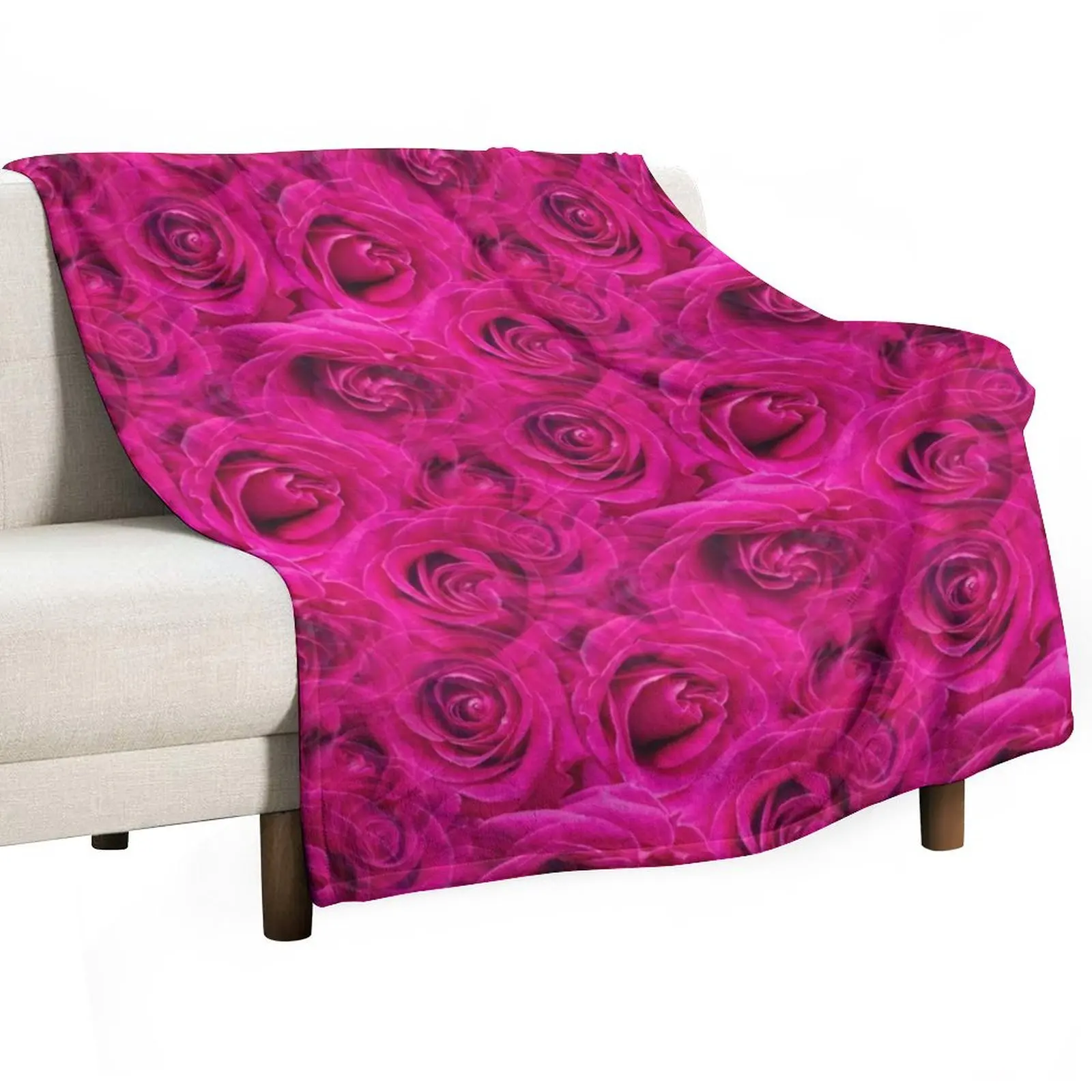 SEA OF PINK ROSES Throw Blanket Color Fast Cozy Throw Blanket