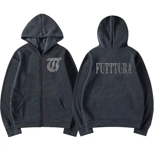 Imagen 2 del producto Singer Tini Stoessel Futtura álbum Logo cremallera sudaderas con capucha hombres mujeres Vintage clásico estético cremallera sudaderas con capucha de gran tamaño