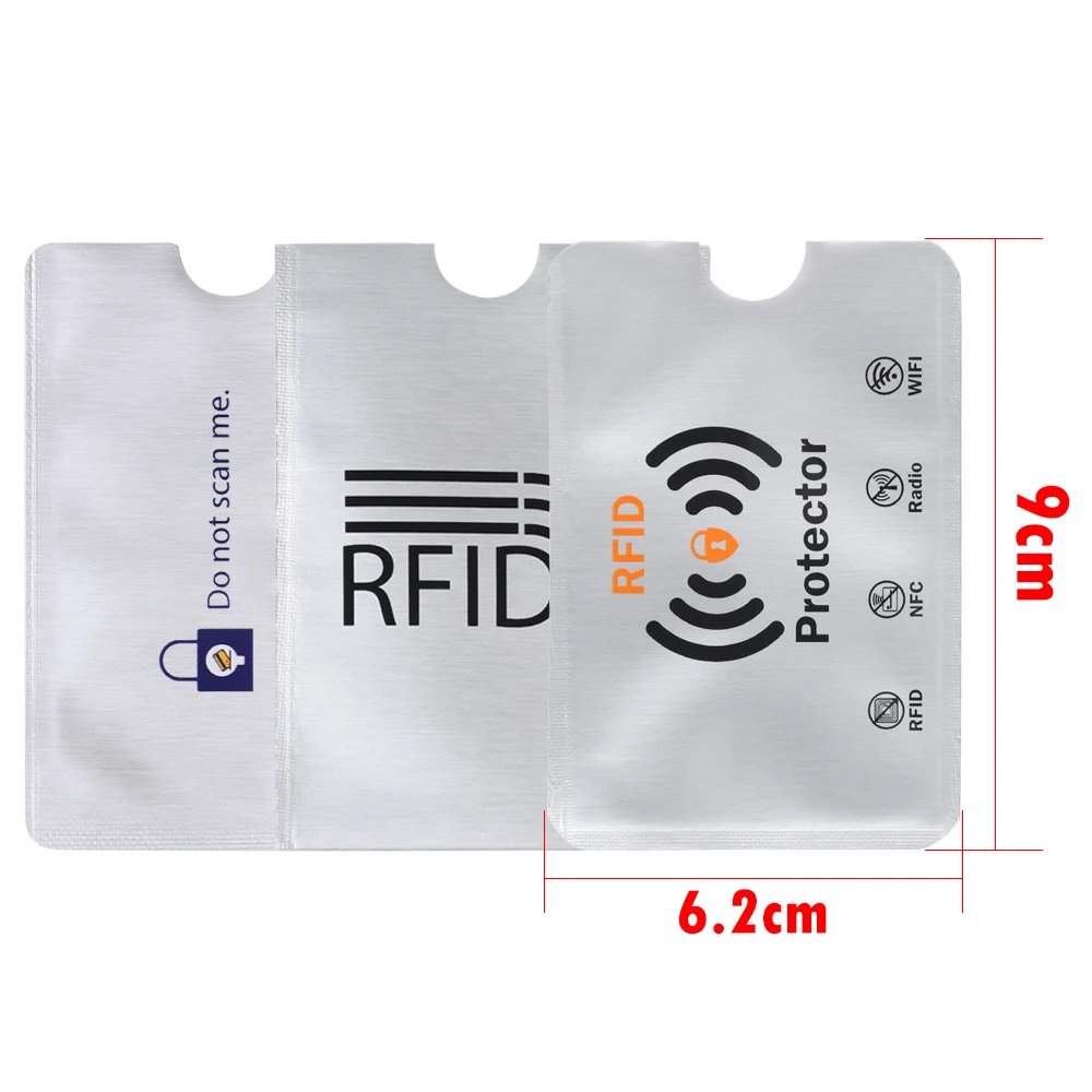 10ชิ้นป้องกันการสแกน RFID การปิดกั้นอลูมิเนียมกระเป๋าเก็บบัตรป้องกัน RFID กระเป๋าสตางค์ซองป้องกันบัตรประจำตัวบัตรธนบัตร