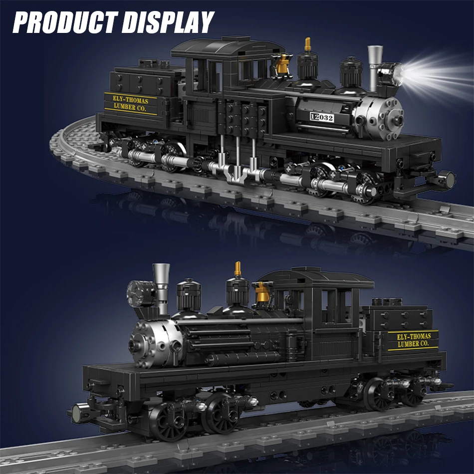 MOC 2024 Technical Shay Locomotive Building Block Steam Train Model Bricks Toy Set with Remote Control Motor Kids Christmas Gift