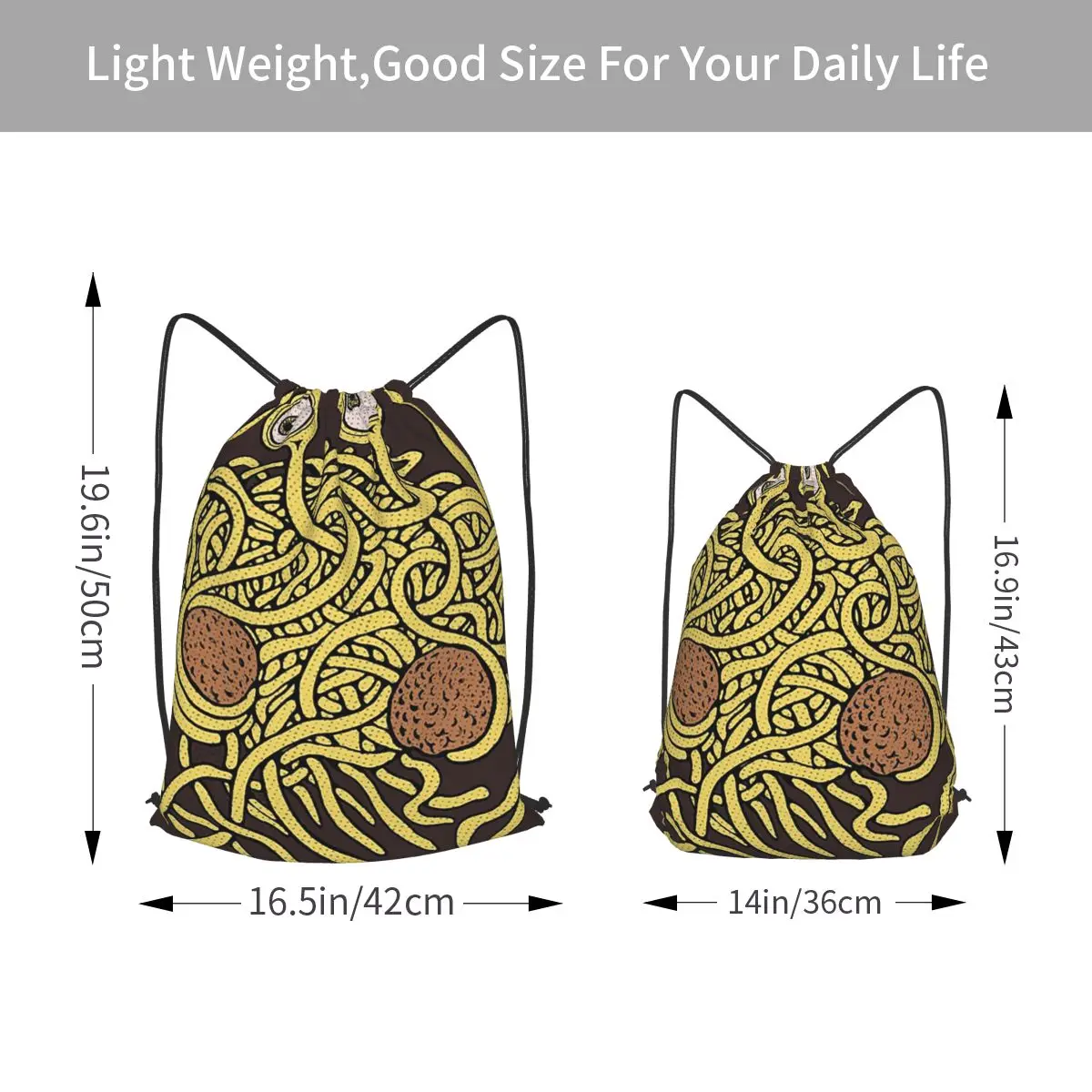 Flying Spaghetti Monster Pastafarian Tee Backpacks Portable Drawstring Bundle Pocket Shoes Bag Book Bags for Man Woman Students