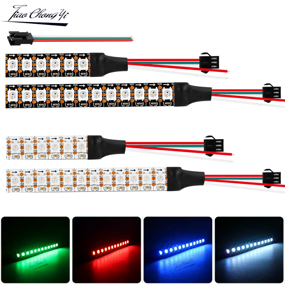 

DC5V WS2812B Individually Addressable 5050 RGB Led Strip WS2812 6leds/12leds Smart Pixels Led Light Black White PCB IP30