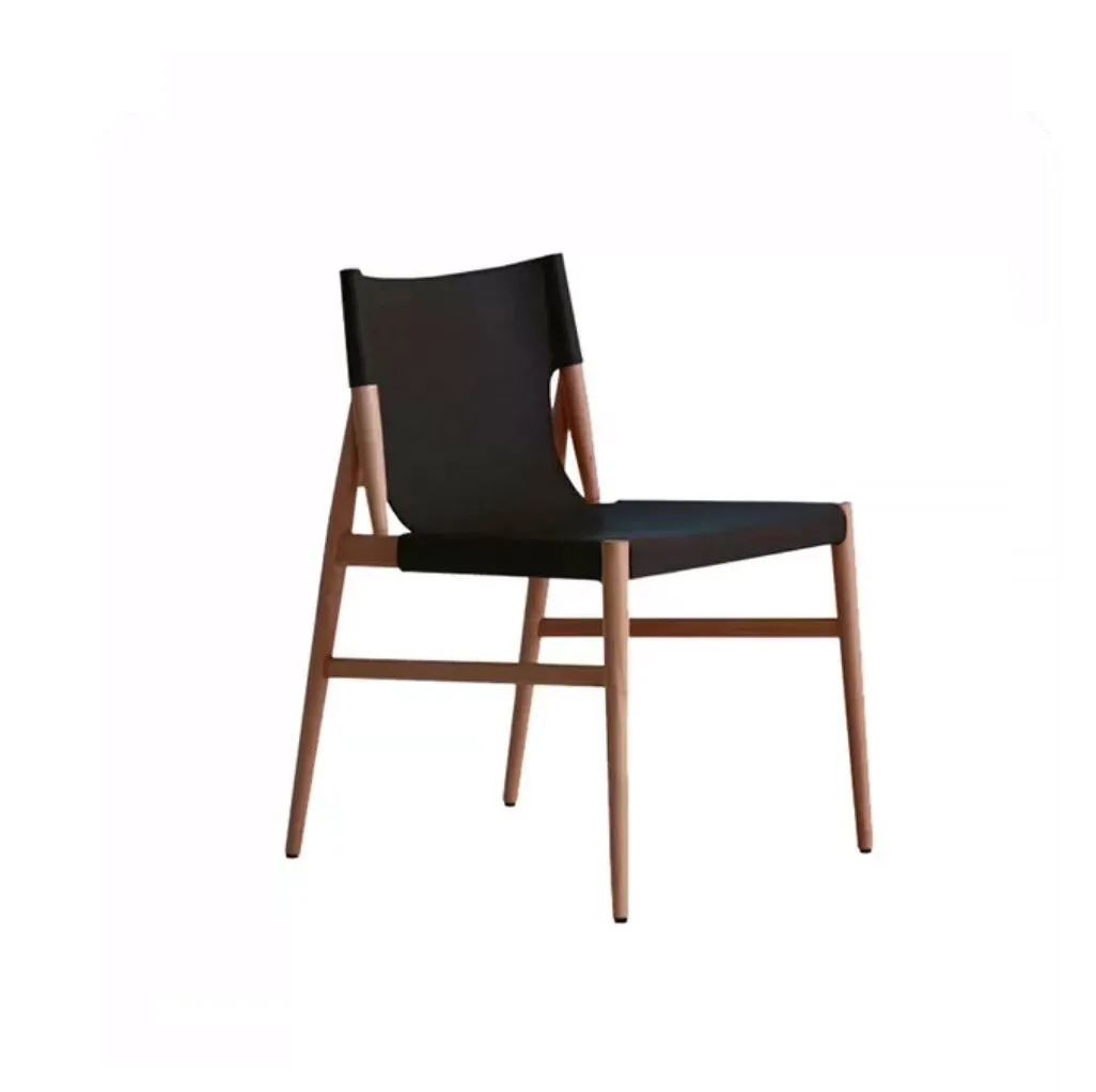 كرسي مصمم إيطالي، سرج جلدي، كرسي طعام نورديك، بساطة من الخشب الصلب