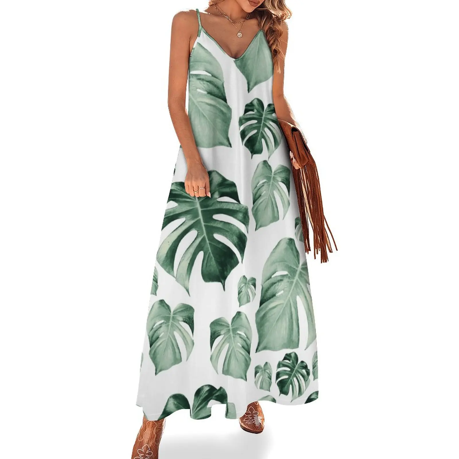 

Tropical Monstera Pattern #2 #tropical #decor #art Sleeveless Dress Woman clothes beach outfits for women