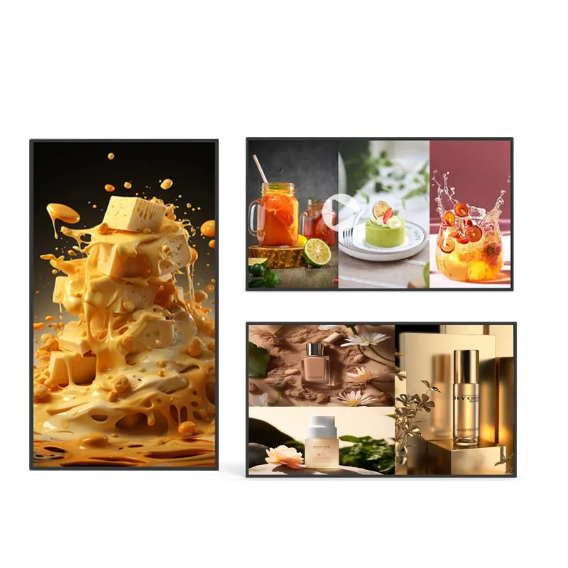 Kiosk-Touchscreen-Werbung, Spielgeräte, ultraschmale Lünette, wandmontierte Werbemaschine, digitale Beschilderung, 43/49 Zoll