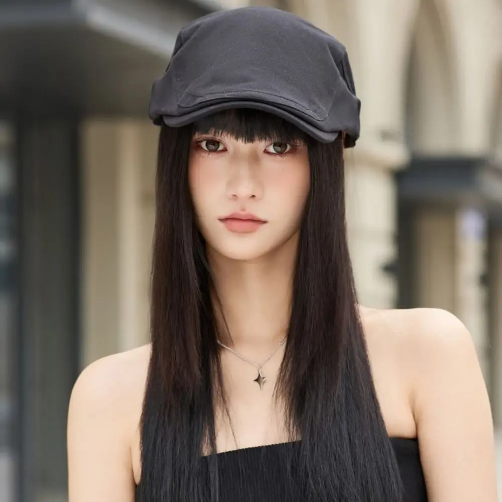 

Retro Solid Color Men Beret Hat Adjustable Korean Style Mesh Flat Cap Sunscreen British Style Forward Peaked Cap Summer