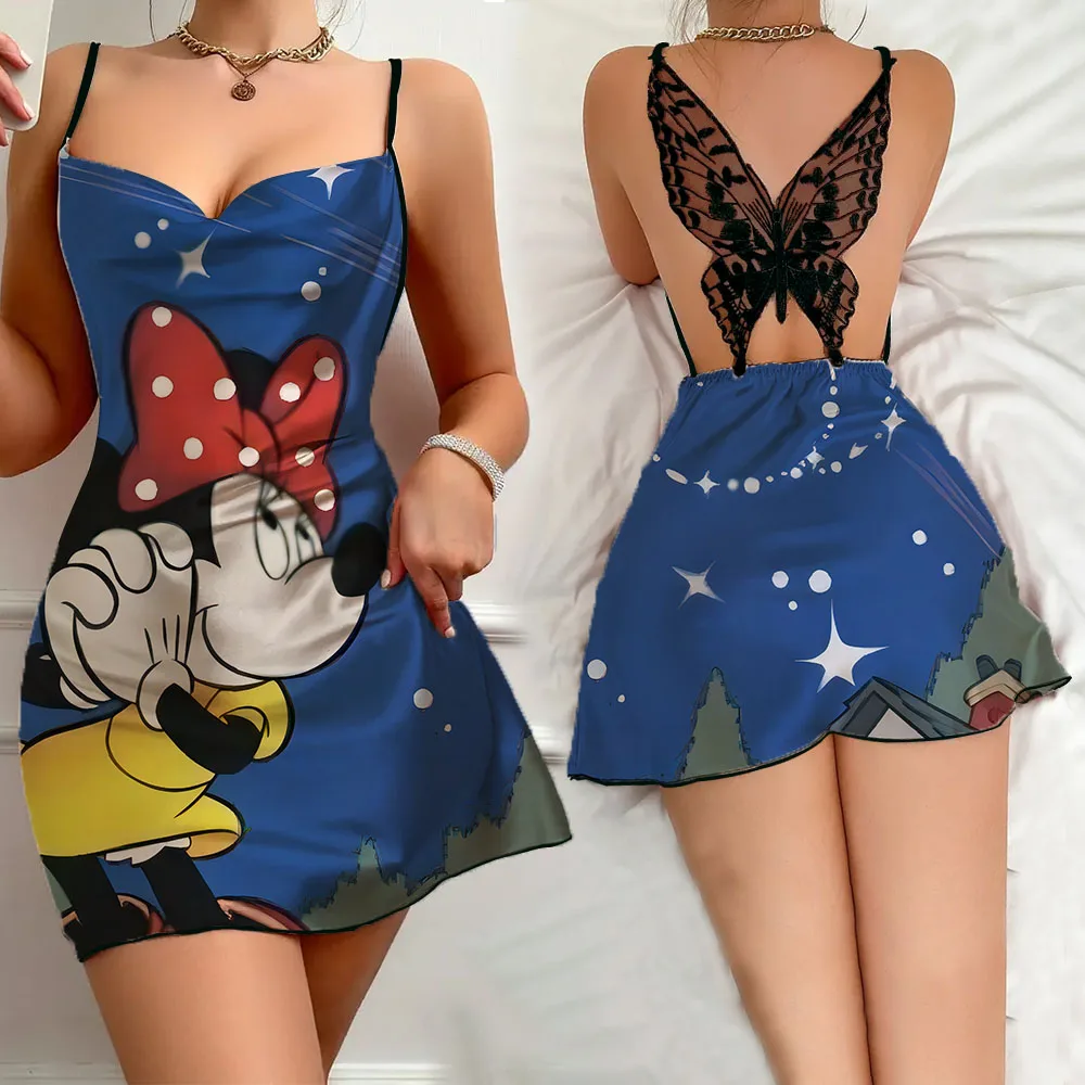 New Pattern Sexy Pajamas for Women Summer Sleevesless Female Home Dress Disney Cartoon Character Women's Sleepwear Free Delivery