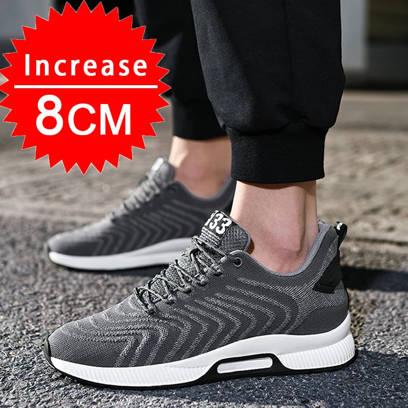 Heren Lift Sneakers Onzichtbare Hoogte Toenemende Schoenen Ademende Veters 6Cm Groter