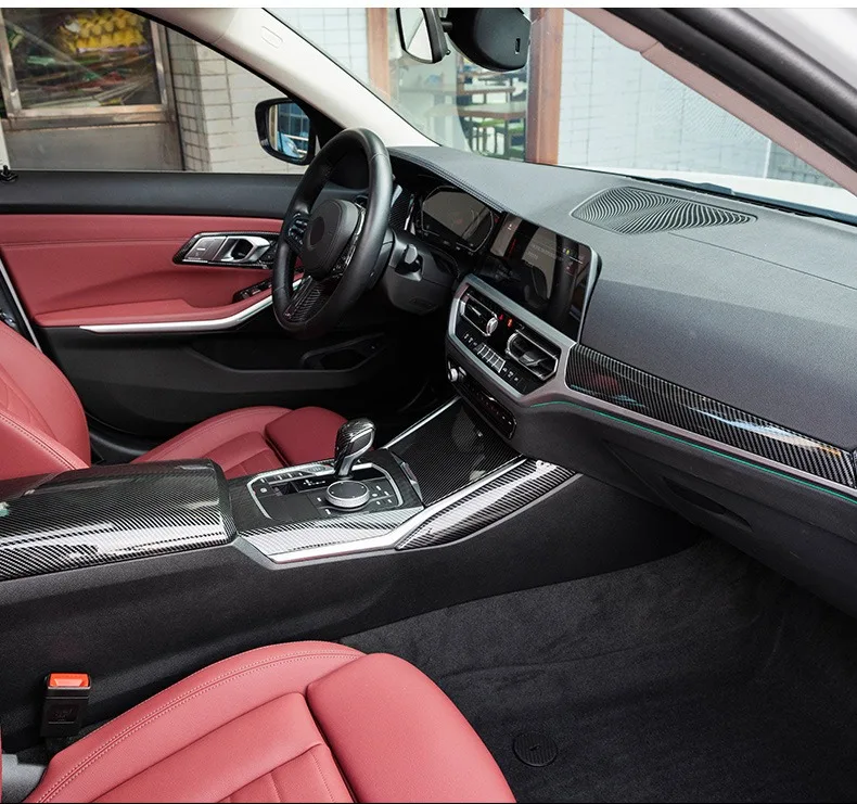 For BMW 3 Series 4 Series G20 G21 G22 2020-2022 ABS Carbon Fiber Car Gear Panel Cover Interior Kit Trim Stickers Car Accessoires