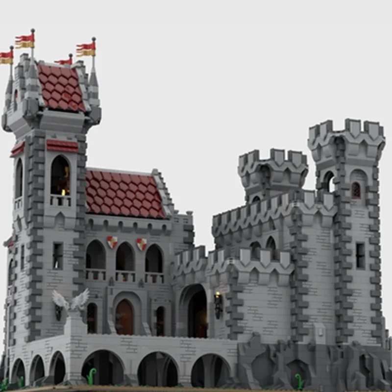 Red Lion Castle 2 Technical Bricks, MOC Building Blocks Modelo Street View Montagem DIY Brinquedos de construção para crianças Presentes de férias