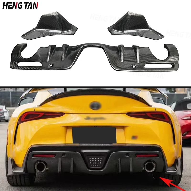 3pcs Carbon Fiber Car Rear Bumper Lip Diffuser Spoiler Parts For Toyota Supra GR A90 A91 MK5 2019+ AG style Upgrade Body kit