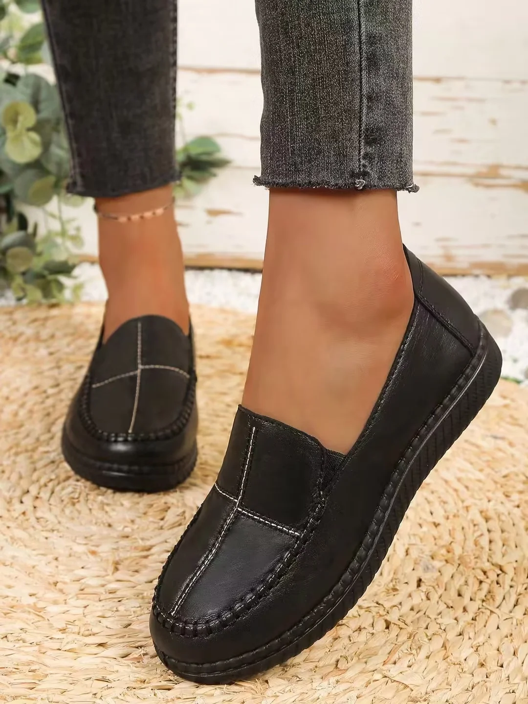 Damen-Loafer mit chinesischem Knoten, Slipper mit Blumenmuster, bequeme, rutschfeste PU-Sohle, lässige Alltagsschuhe für ältere Mütter – Detail 19