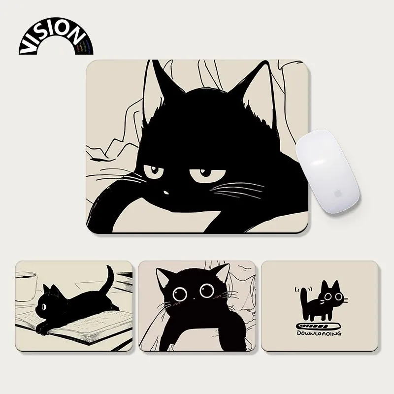 

Cute Black Cat Small Mouse Pad Non-slip Soft Pad Office Entertainment Thickened Computer Desk Pad