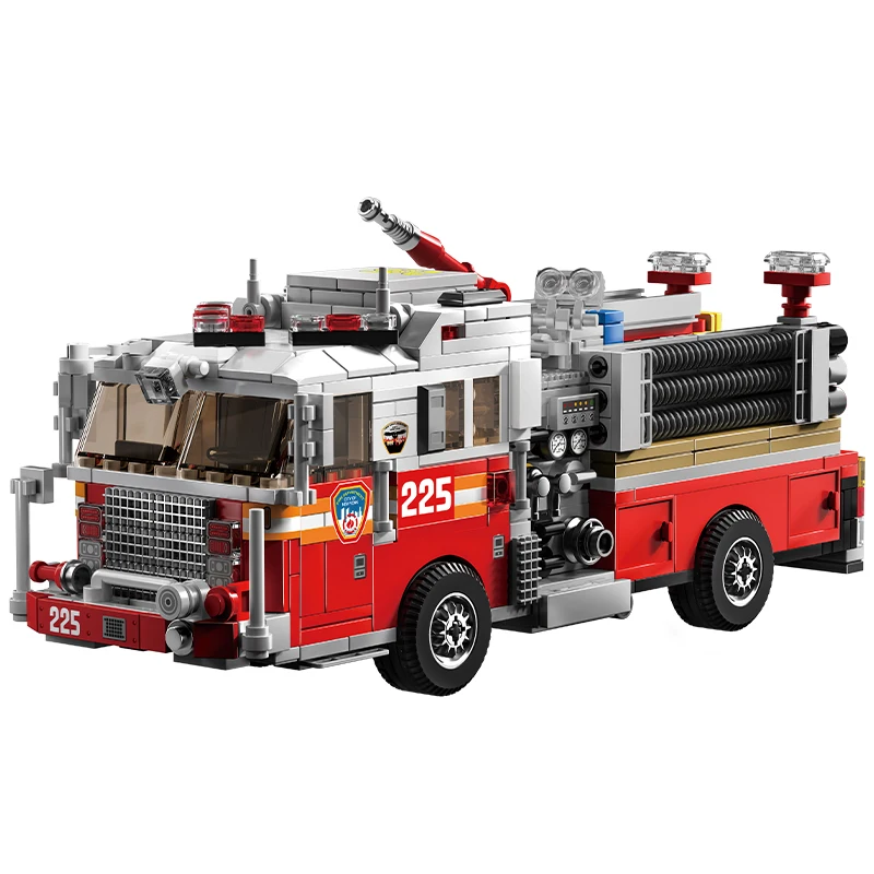 City Series American Fire Truck „Responder“ Baustein-Modellbausatz: Polizeifahrzeug mit Hochdruckpumpe als Spielzeug