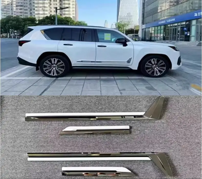 4PCS ABS Chrome Car Side Door Body Skirts Kit Protector Trim Cover For Lexus LX600 2023 2024 2025