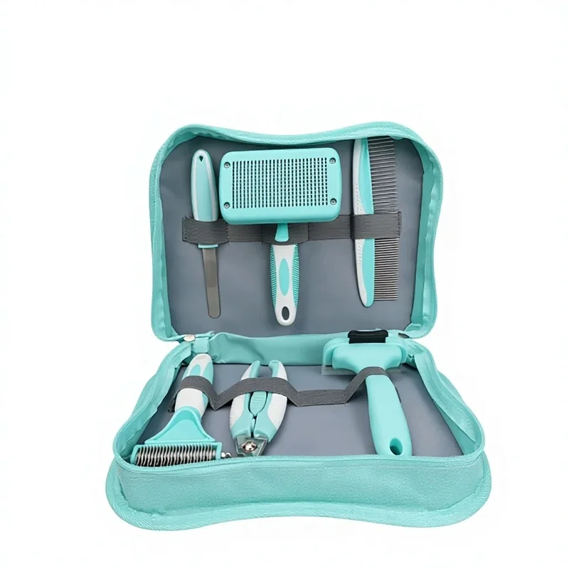 Professional 6-in-1 Safe Pet Grooming Kit Portable Dog Brush Set Self ...