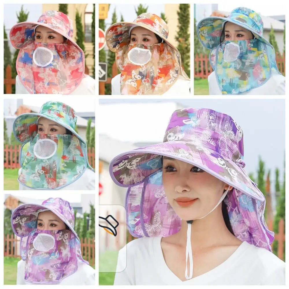 قبعة حماية من الشمس بحافة واسعة، سريعة الجفاف، واقي للرقبة، قبعة صياد السمك، واقي للوجه، حماية من الأشعة فوق البنفسجية، قبعة الشاي، العمل