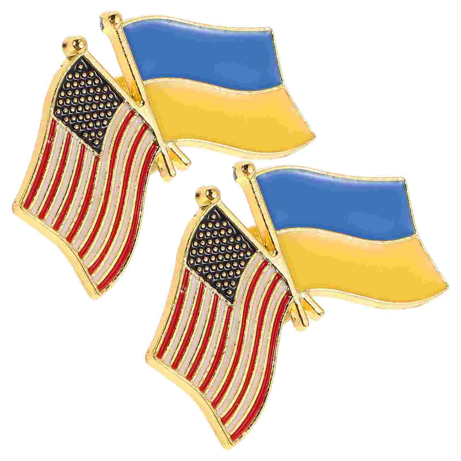 

2pcs Usa Ukraine Flag Lapel Pin Stand With Ukraine Friendship Pin Featuring American And Ukrainian Flags Usa Ukrainian Lapel Pin