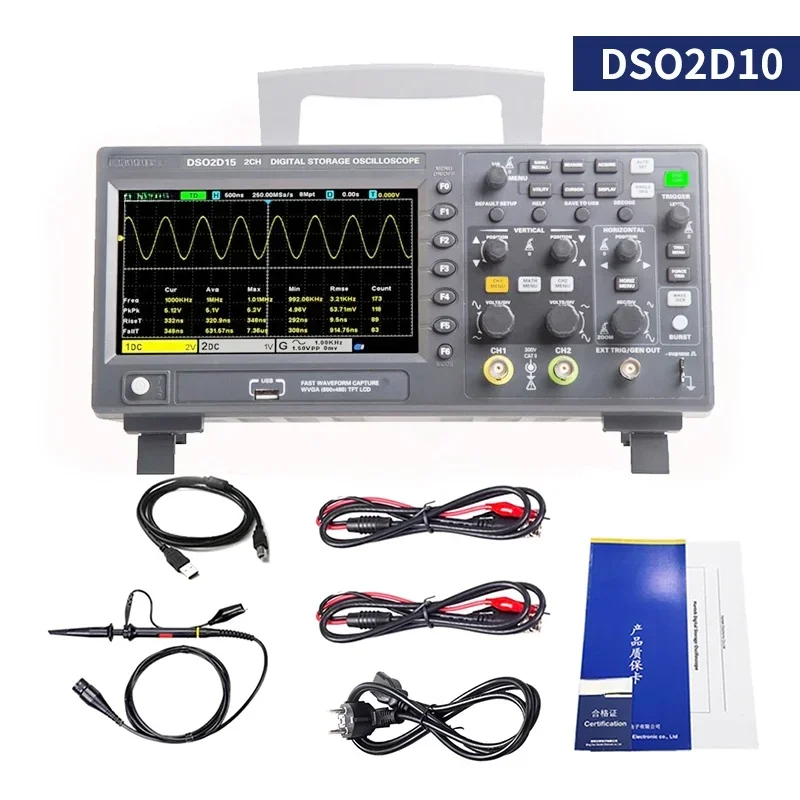 Digital Oscilloscope Precision Dso2c10 Dso2d15 Dual-Channel Digital Storage Oscilloscope 100M