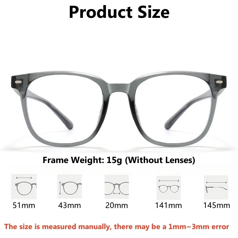 KIZN الرجال والنساء النظارات الطبية البصرية الضوء الأزرق حجب نظارات للقراءة TR90 درجة مربع النظارات 9089