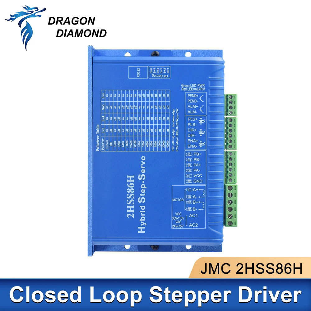 Двухфазный шаговый Серводвигатель JMC с замкнутым контуром, 24-75 В переменного тока, 30-110 В постоянного тока, 2HSS86H для гравировального станка с ЧПУ NEMA34