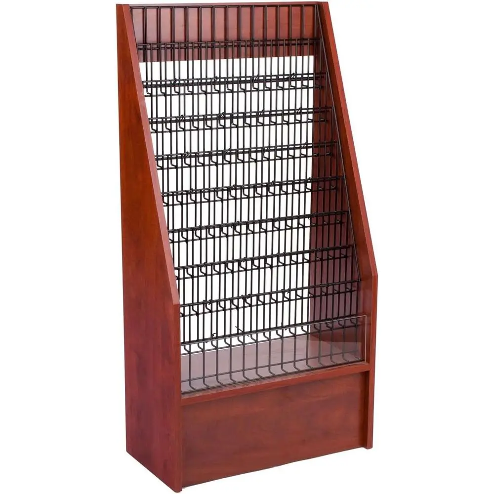 

24 x 47 Inch 45-Pocket Tiered Literature Rack, Wire Frame, Laminated Pale Board