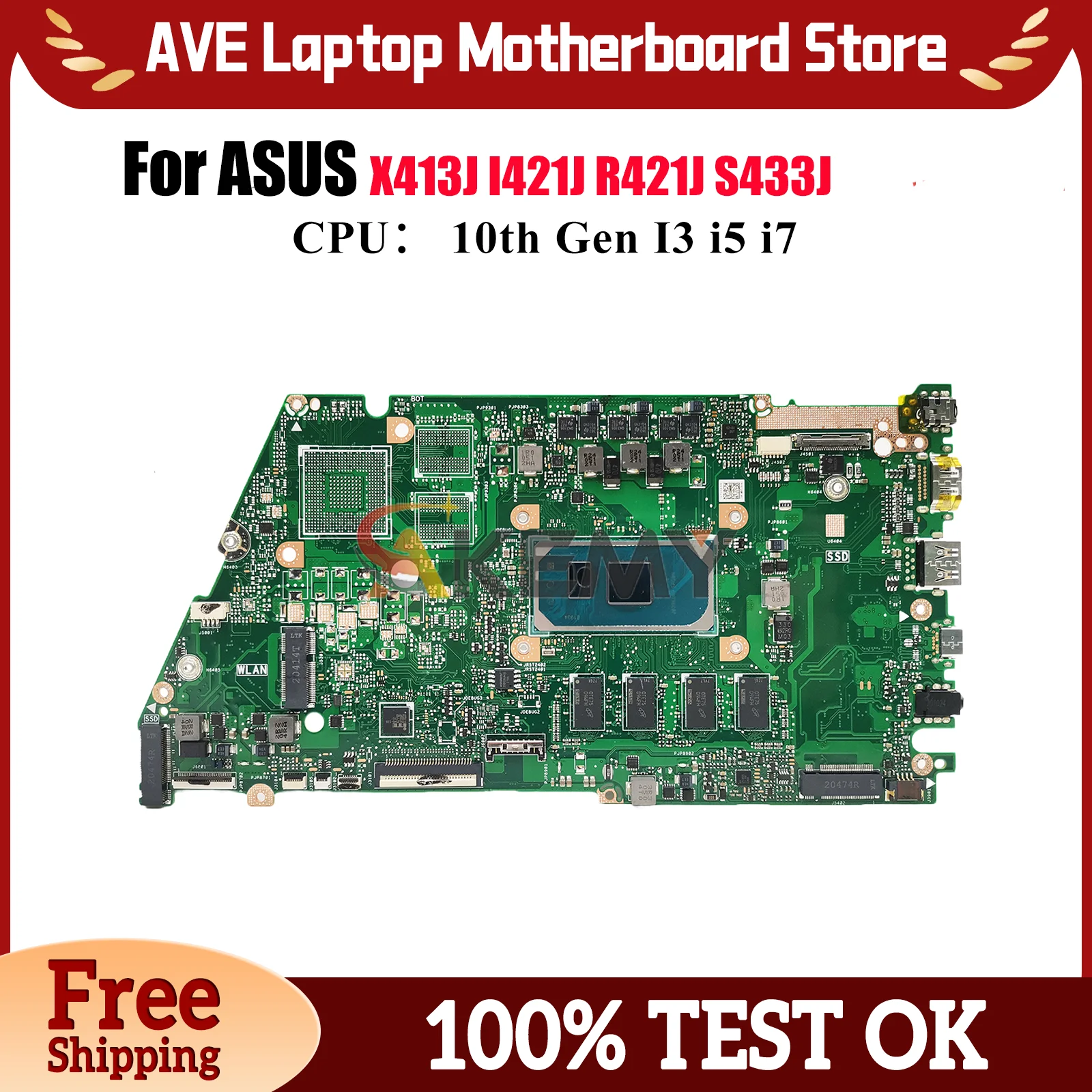 

X421JA Материнская плата для ноутбука ASUS X421JQ V4050J X421JAY X421J X421JP X413J S433J I421J R421J X421JF Материнская плата 10-го поколения I3 i5 i7