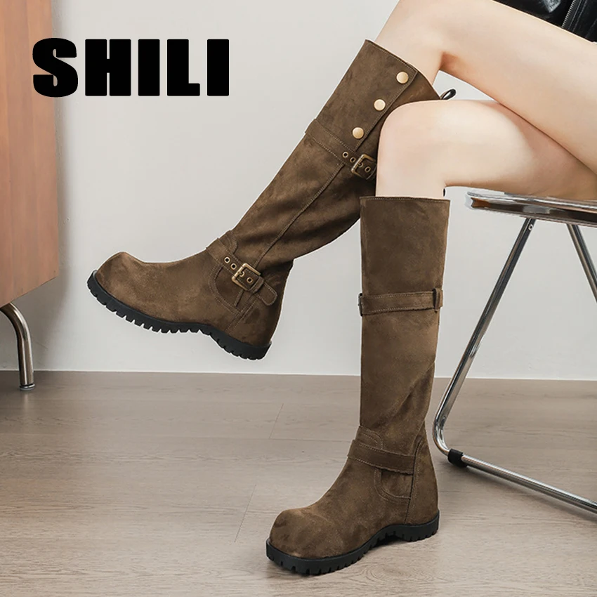 Over The Knee Boots  Cowboy Mid-Cali Boots Women Designer Winter Platform Shoes Wedges Thigh High Boots Shoes Botines De Mujer