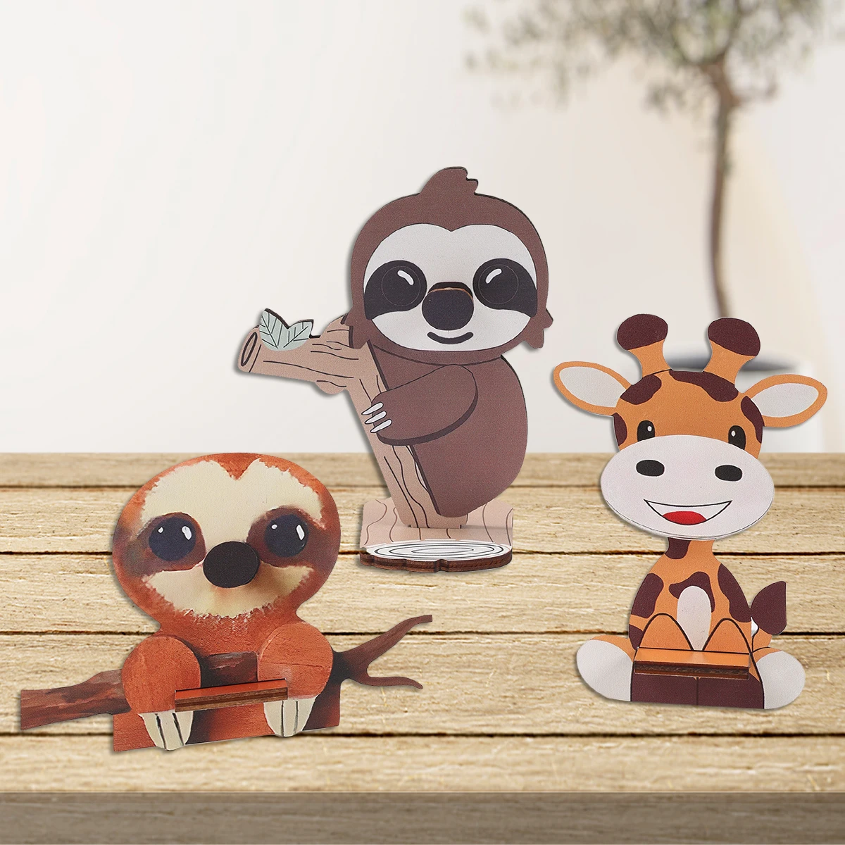 1pc Cute Animal Glasses Holder Rack Cartoon Sloth Dog Koalas Giraffe Sunglasses Display Stand Rack Shelf Household Wooden Decor