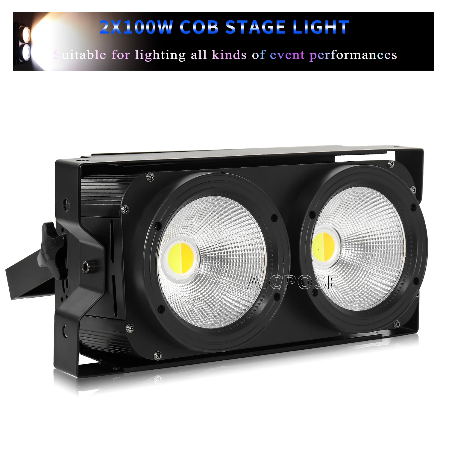 

2x100W 2 Eye COB Stage Light 200W Cold White Warm White Light DMX512 Control DJ Disco Equipment Party Dance Floor Lighting