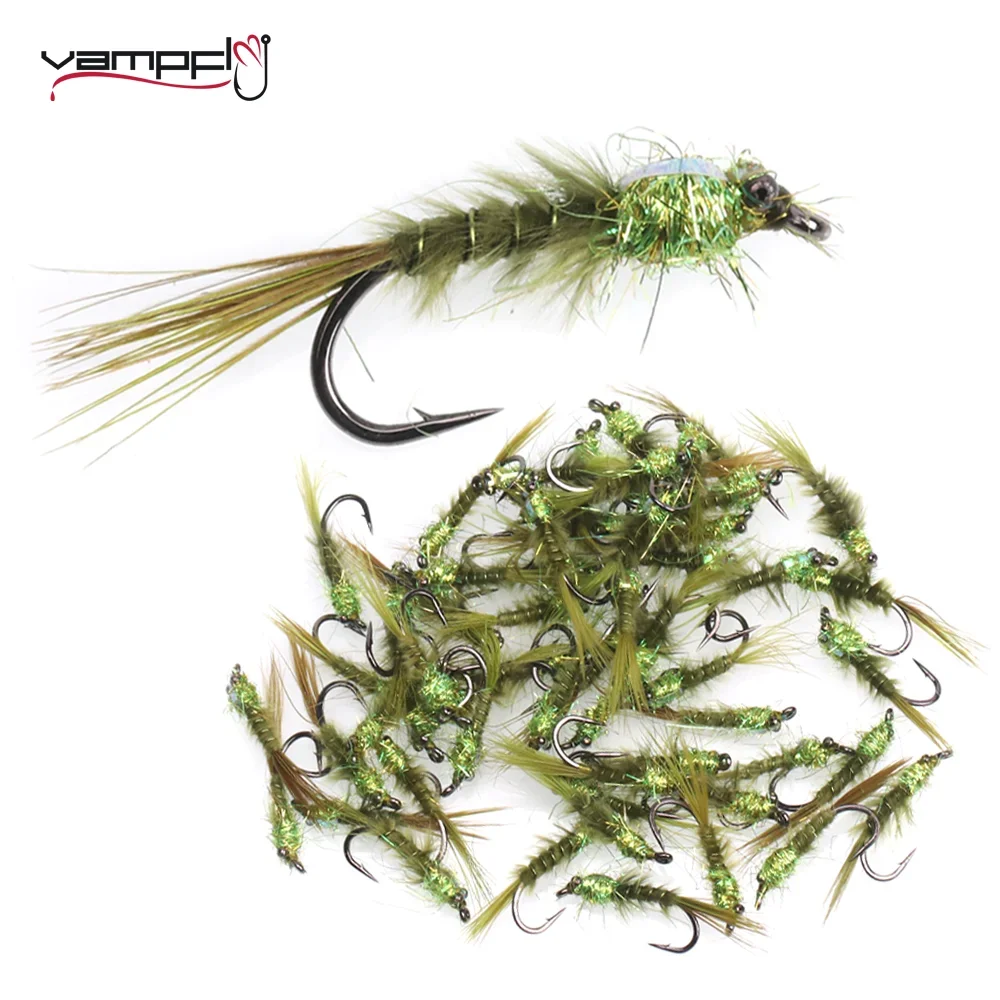 

Vampfly 4pcs Damselfly Nymphs Fly Fishing Chainbead Eye Marabou Body Flash Tinsel Back Fishing Flies Trout Fishing Lures Baits