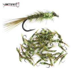 Vampfly 4pcs Damselfly Nymphs Fly Fishing Chainbead Eye Marabou Body Flash Tinsel Back Fishing Flies Trout Fishing Lures Baits