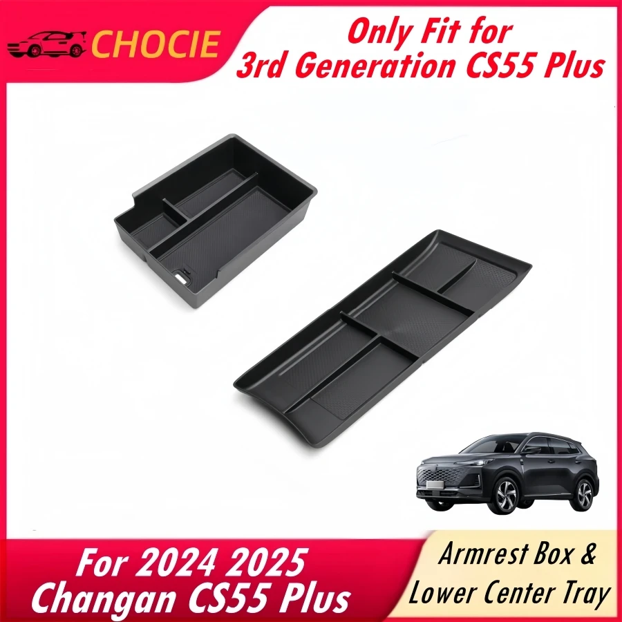 

Armrest Box & Center Lower Tray Organizer For Changan CS55 Plus 2024 2025 3rd Generation Armrest Storage Box Insert Interior