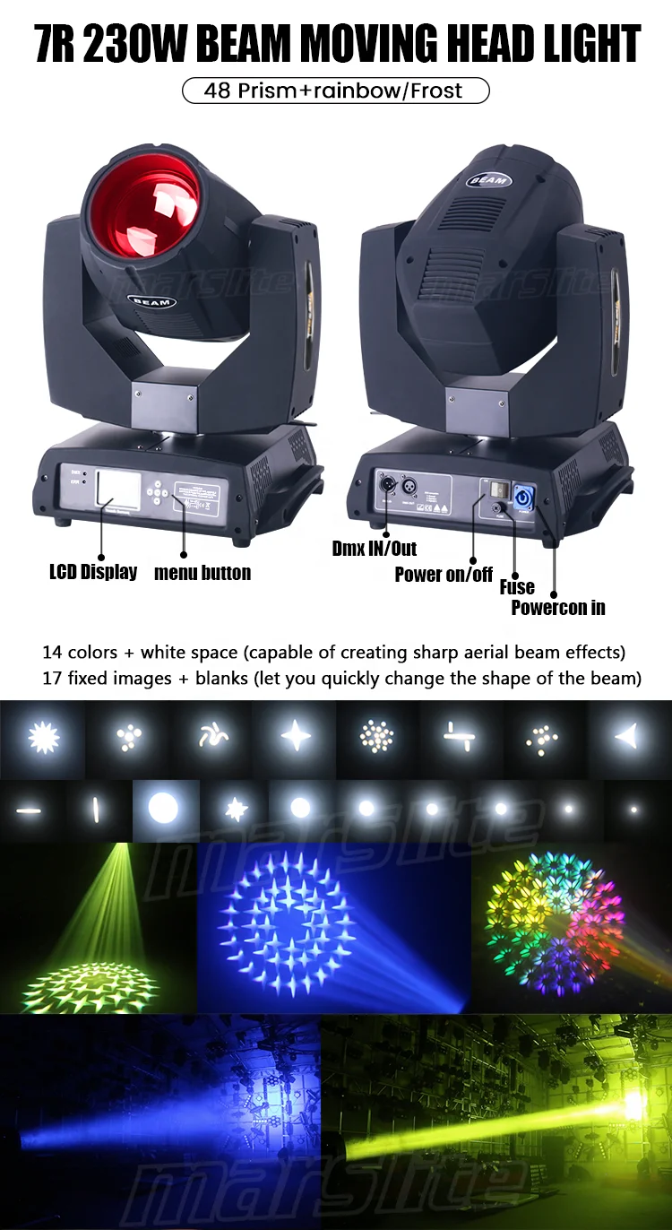 2PCS Beam230+flight case Beam 230 7r mini Moving Head Caveza Movil 230w 7r Sharpy Stage Lights