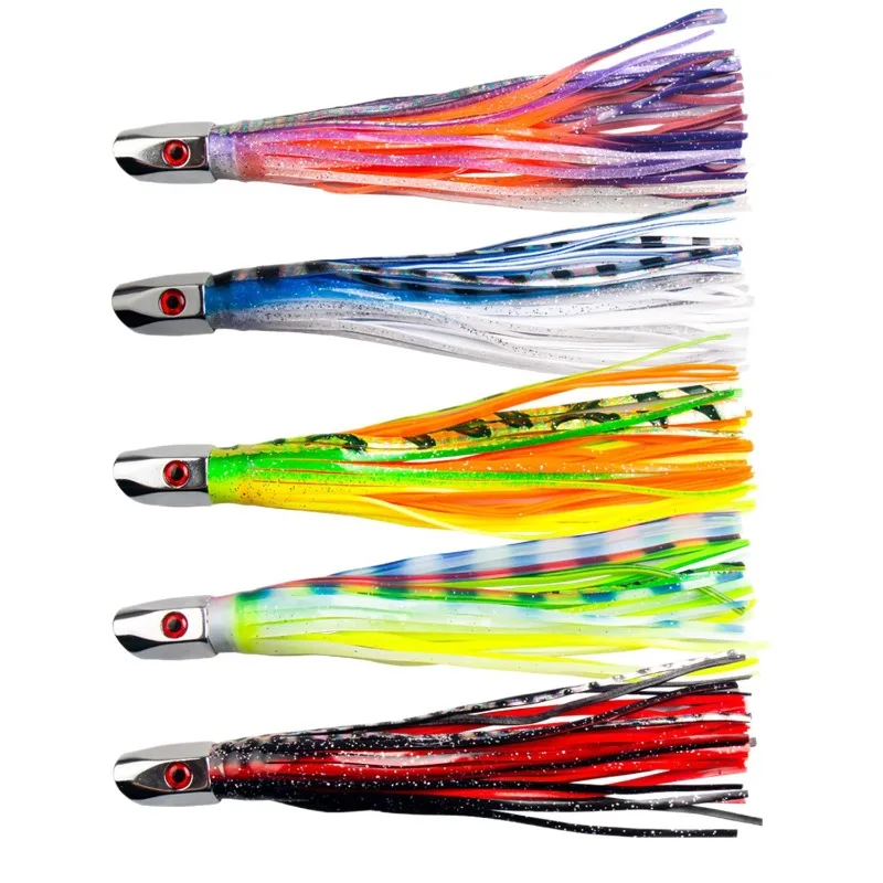 

1pcs 20cm80g Copper Head Squid Skirt Bait Big Game Drag Fishing Marlin Tuna Trolling Lure Copper Head Octopus Squid Skirt Bait