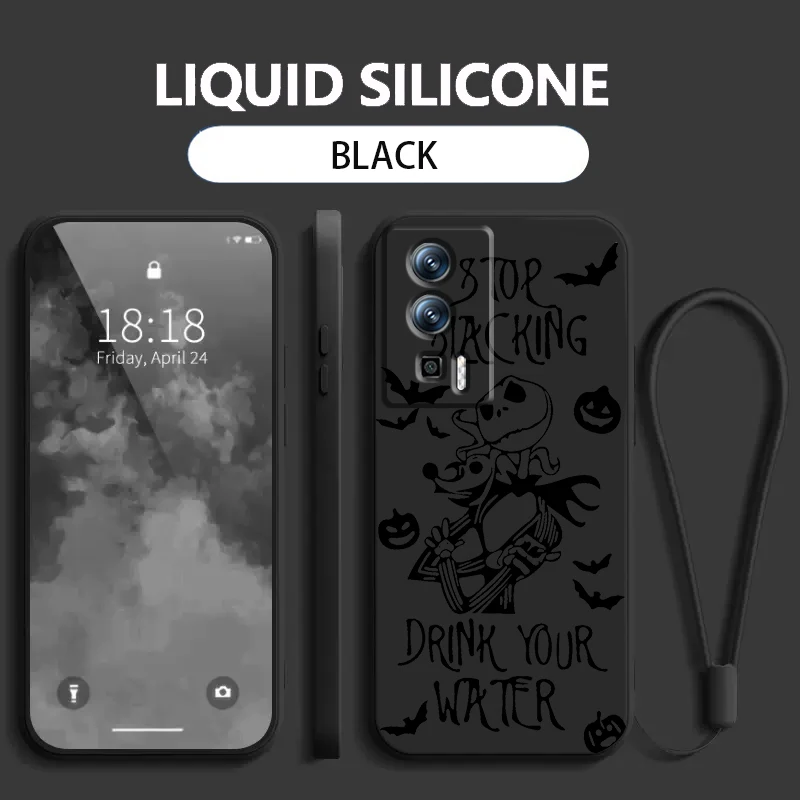 The Nightmare Before Christmas Liquid Left Rope For Xiaomi Redmi 13C 12 12C K60 A1 K50 11 K40 10C 10 9A 9AT 9T 9C 5G Funda