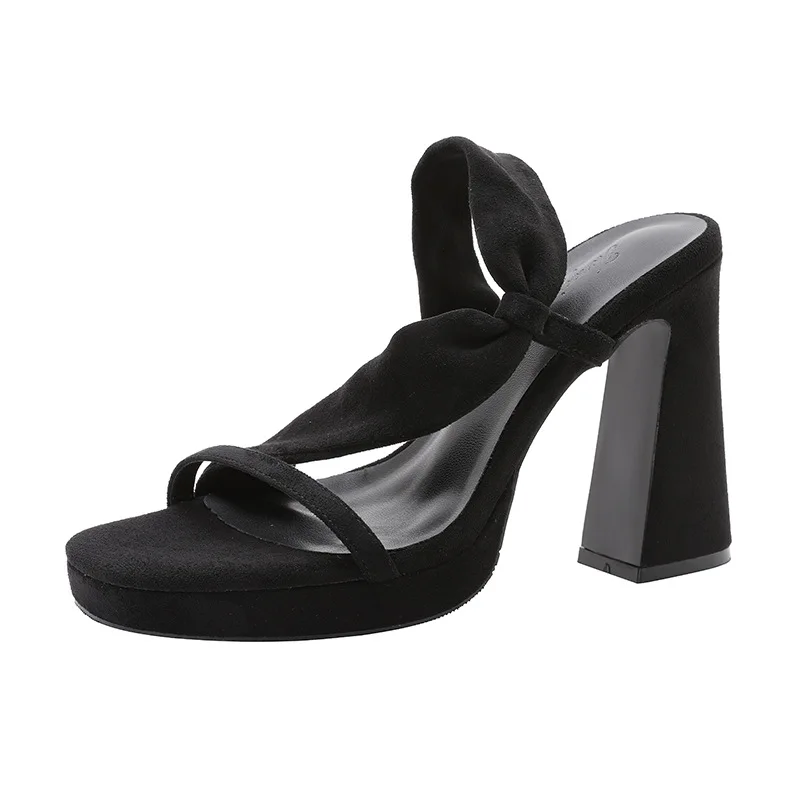 Waterproof table thick heel platform high heels women's 2025 new versatile skirt temperament beautiful wear cool slippers