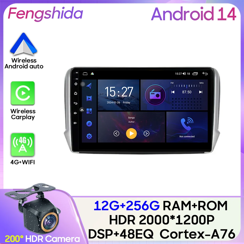 

Car Radio Carplay For Peugeot 208 2008 2012-2018 Multimedia Player DVD Android Auto GPS Navigation 5G Wifi Stereo Video No 2din