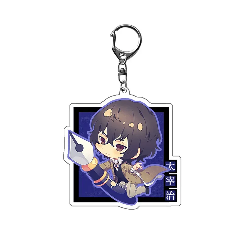 Anime Figure Dazai Osamu Kunikida Doppo Edogawa Rampo Key Ring Transparent Acrylic Key Chain Model Plate Animation Derivatives