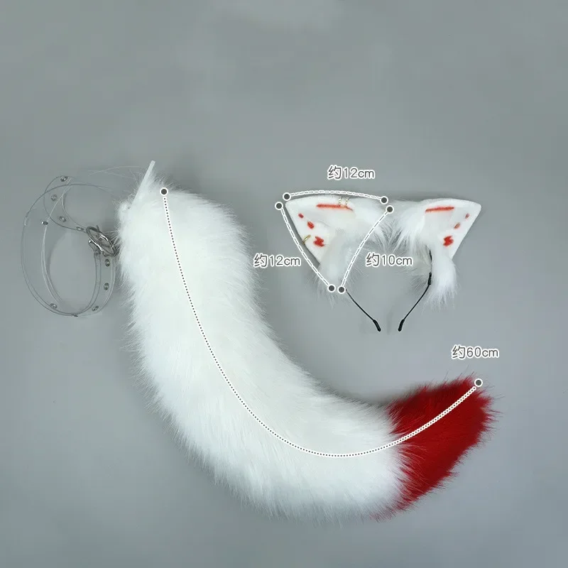 New Plush White Fox Anime Beast Ear and Tail Wolf Ear Cat Ear Headdress Headband Hand Made COSPLAY LOL Fox Ears Hair Accessories