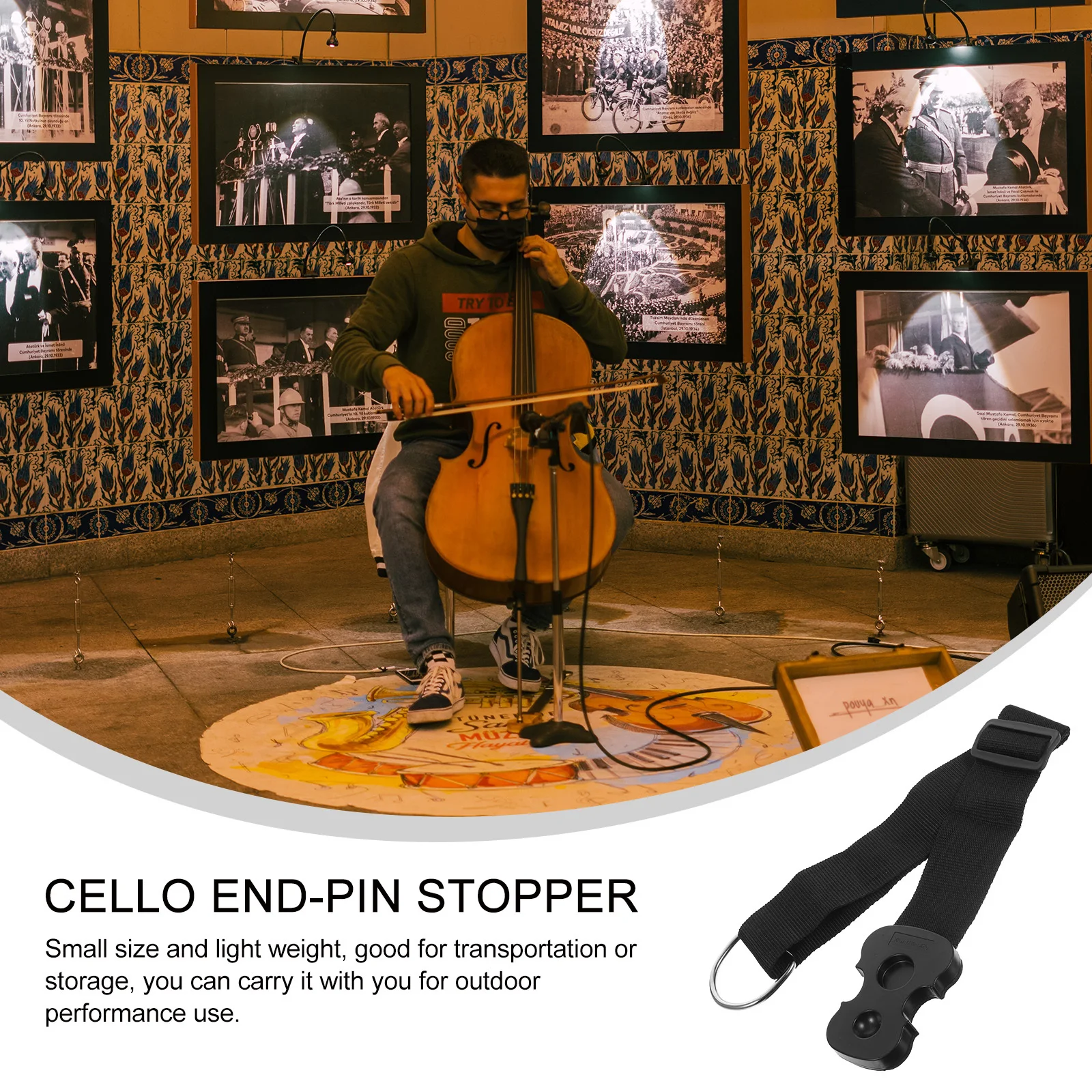 

Cello End Pin Holder Non-Slip Metal Stopper Sturdy Portable Design for Violin Players Gift Cello End-Pin Stopper