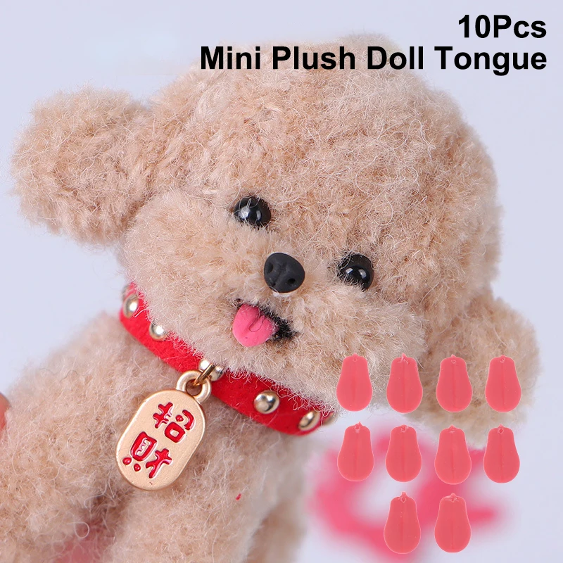 

10Pcs Mini Plush Doll Tongue Decoration Cute Teddy Dog Small Tongue For Cartoon Stuffed Dolls Accessories