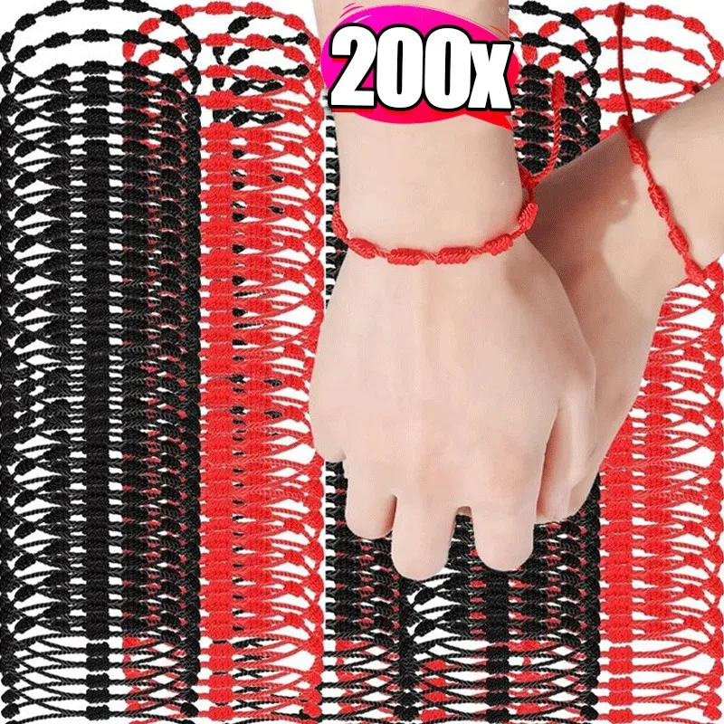 Black Red String 7 Knots Bracelets for Protection Good Luck Amulet for Success Handmade Rope Couple's Bracelet Lucky Bangles