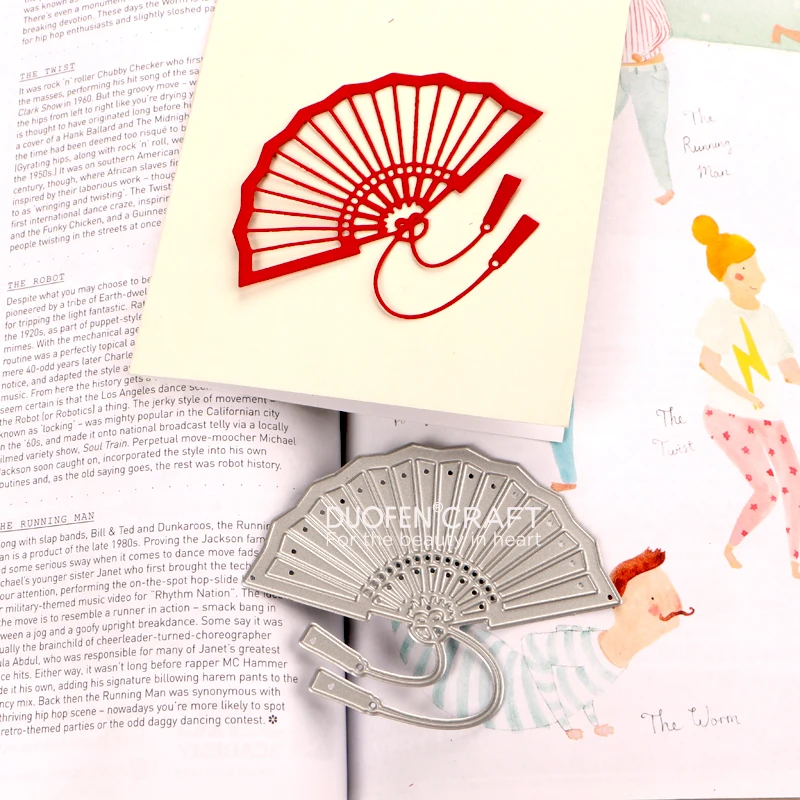 DUOFEN METAL CUTTING DIES Chinese new year Japanese fan-shaped stencil DIY Scrapbook Paper Album 2022 new